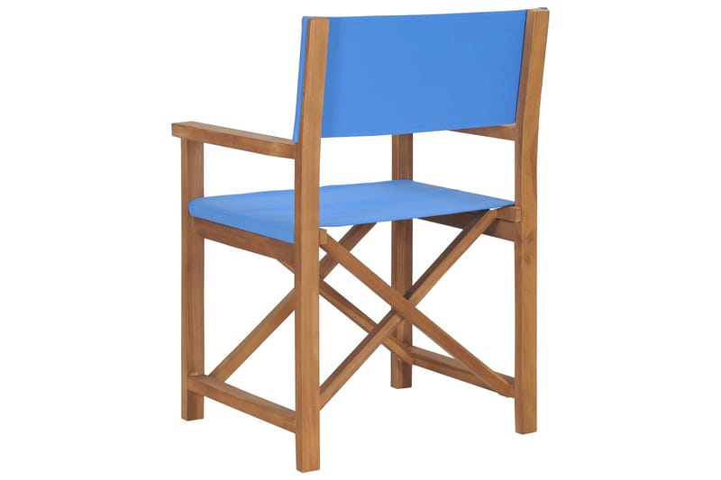 Instruktørstol Massivt Teaktræ Blå - Blå - Spisebordsstole udendørs - Altanstole