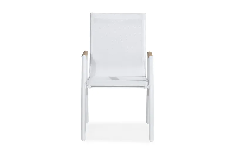 Las Vegas Armstol - Hvid/Teak - Havemøbler - Havestole - Spisebordsstole udendørs