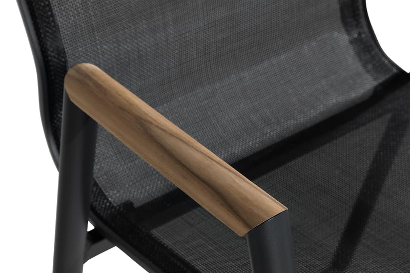 Las Vegas Armstol - Sort/Teak - Havemøbler - Havestole - Spisebordsstole udendørs
