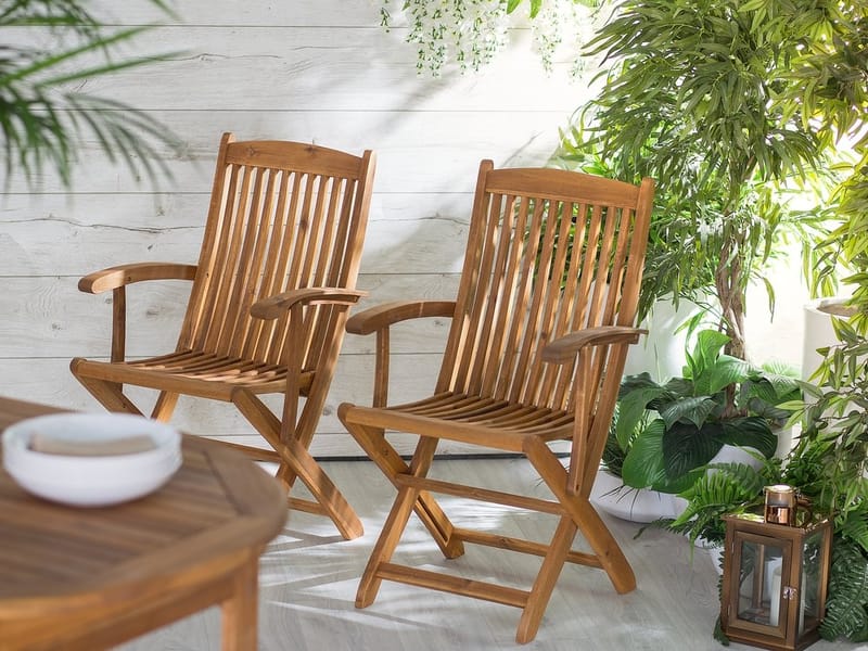 Maui Havestol 2 St - Træ / natur - Spisebordsstole udendørs - Altanstole
