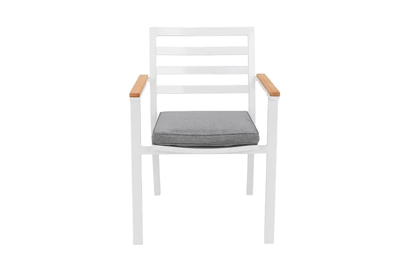 Oliver Lænestol Udendørs med Hynde - Hvid/Teak - Havemøbler - Havestole - Spisebordsstole udendørs