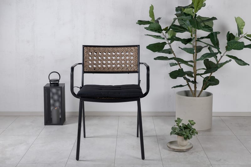 Pingis Spisebordsstol med Hynde Sort/Natur - Venture Home - Spisebordsstole udendørs - Altanstole
