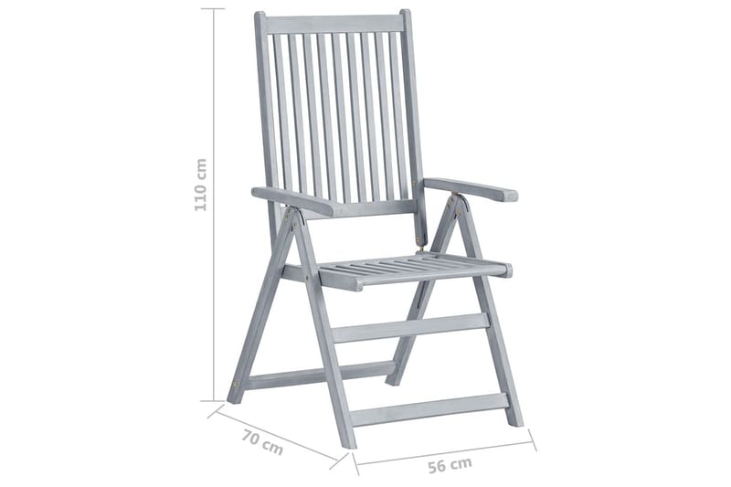 positionsstole 8 stk. massivt akacietræ grå - Grå - Spisebordsstole udendørs - Altanstole