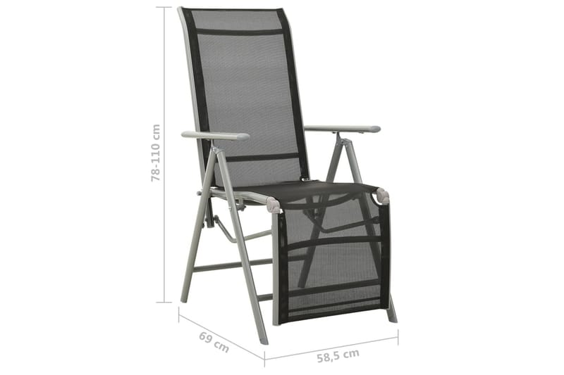 postitionsstole 2 stk. textilene og aluminium - Sølv - Havemøbler - Havestole - Spisebordsstole udendørs