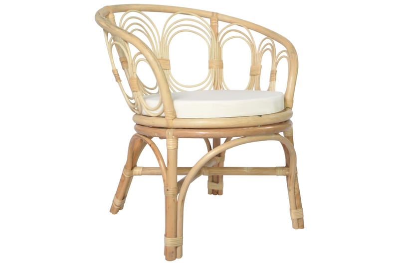 spisebordsstol med hynde naturlig rattan og linned - Brun - Spisebordsstole udendørs - Altanstole
