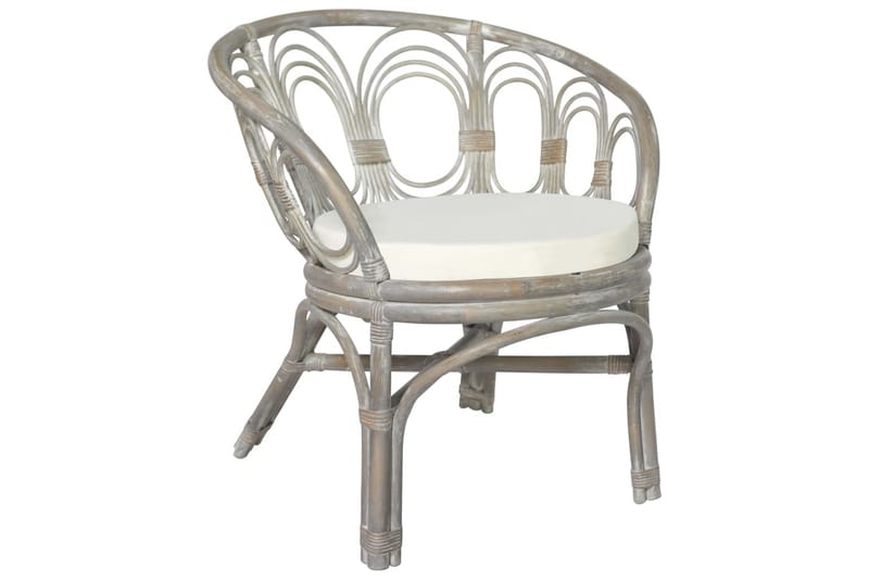 spisebordsstol med hynde naturlig rattan og linned grå - Grå - Spisebordsstole udendørs - Altanstole