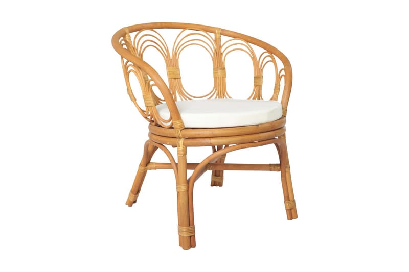 spisebordsstol med hynde naturlig rattan og linned lysebrun - Brun - Spisebordsstole udendørs - Altanstole