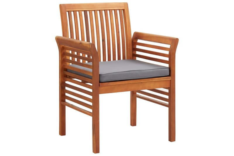 Spisebordsstol Til Haven Med Hynde Massivt Akacietræ - Brun - Spisebordsstole udendørs - Altanstole