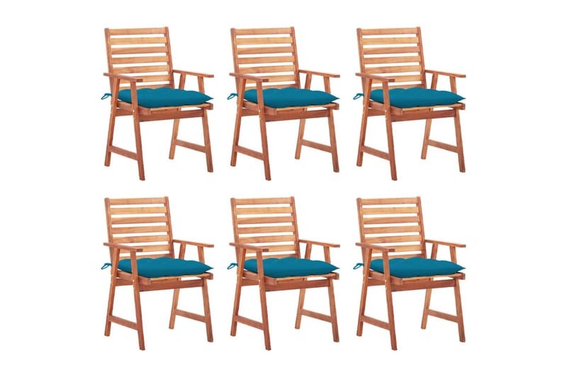 spisebordsstole til haven 6 stk. med hynder akacietræ - Brun - Spisebordsstole udendørs - Altanstole