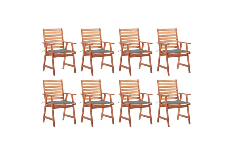 spisebordsstole til haven 8 stk. med hynder akacietræ - Brun - Spisebordsstole udendørs - Altanstole