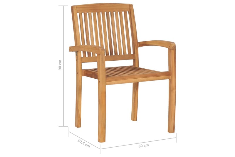 Stabelbare Havestole 2 Stk. Massivt Teaktræ - Brun - Spisebordsstole udendørs - Altanstole