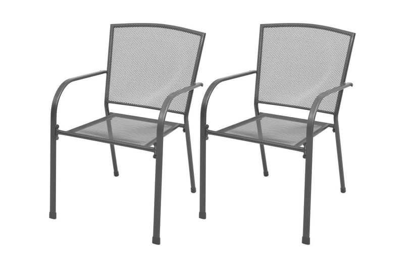 Stabelbare Havestole 2 Stk. Stål Grå - Grå - Spisebordsstole udendørs - Altanstole