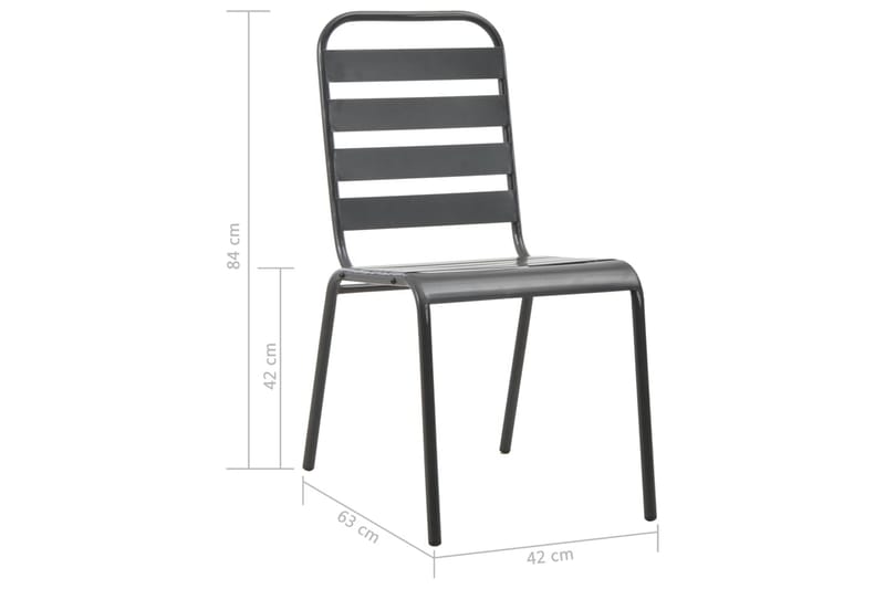 Stabelbare Havestole 2 Stk. Stål Grå - Grå - Spisebordsstole udendørs - Altanstole