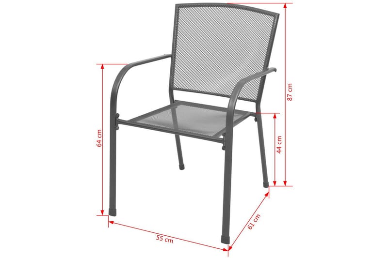 Stabelbare Havestole 2 Stk. Stål Grå - Grå - Spisebordsstole udendørs - Altanstole