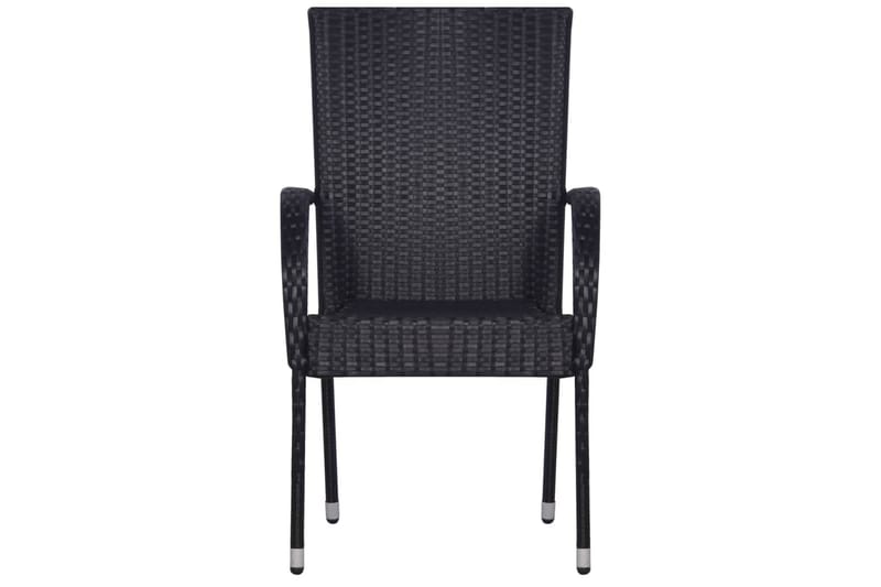 Stabelbare Havestole 2 Stk. Polyrattan Sort - Sort - Havemøbler - Havestole - Spisebordsstole udendørs