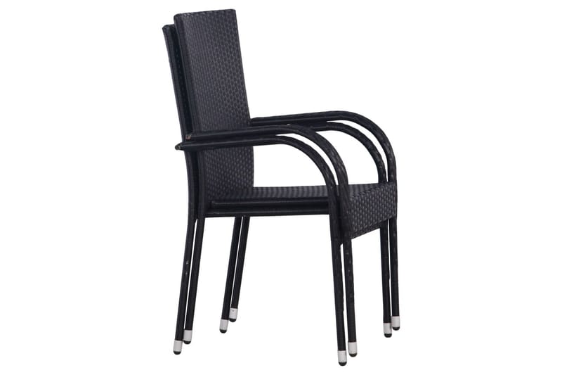 Stabelbare Havestole 2 Stk. Polyrattan Sort - Sort - Havemøbler - Havestole - Spisebordsstole udendørs