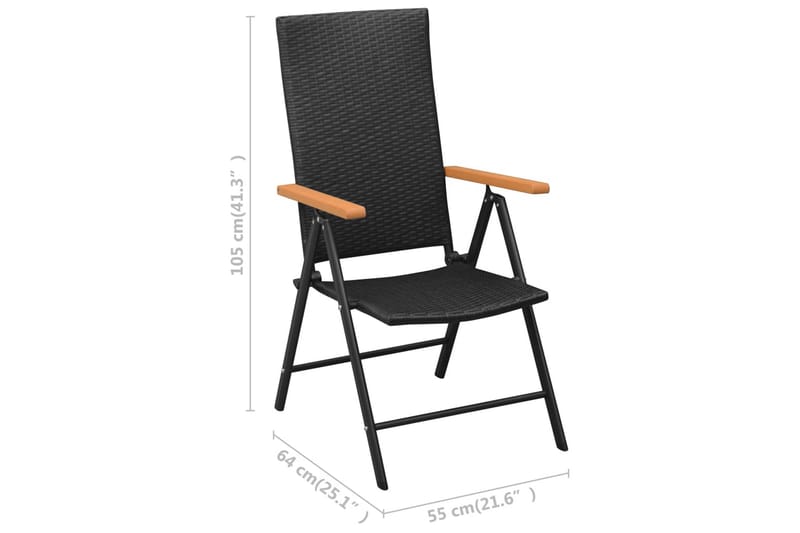 Stabelbare Havestole 2 Stk. Polyrattan Sort - Sort - Havemøbler - Havestole - Spisebordsstole udendørs