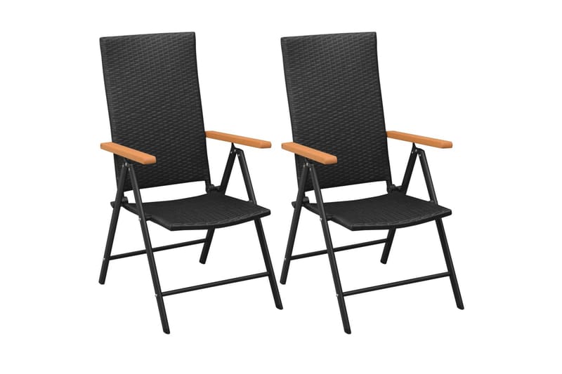 Stabelbare Havestole 2 Stk. Polyrattan Sort - Sort - Havemøbler - Havestole - Spisebordsstole udendørs