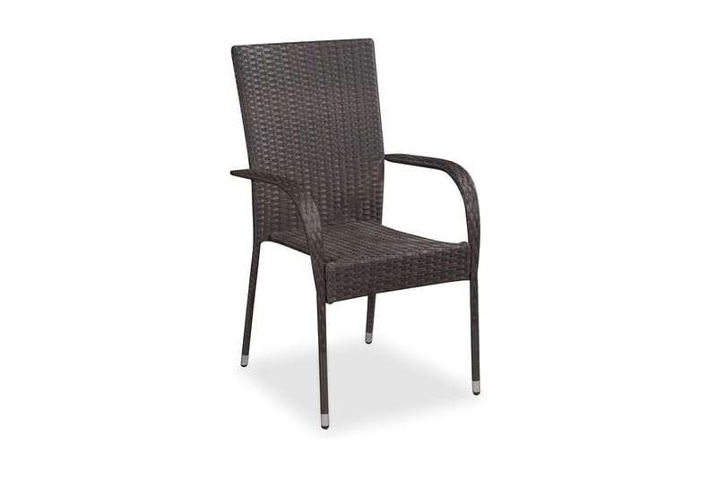Stabelbare Havestole 2 Stk. Polyrattan Brun - Brun - Spisebordsstole udendørs - Altanstole