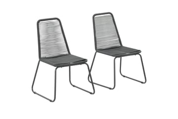 Stabelbare Havestole 2 Stk. Polyrattan Sort - Sort - Havemøbler - Havestole - Spisebordsstole udendørs