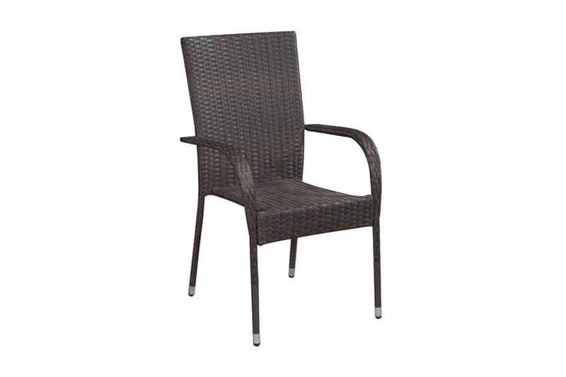 Stabelbare Havestole 4 Stk. Polyrattan Brun - Spisebordsstole udendørs - Altanstole