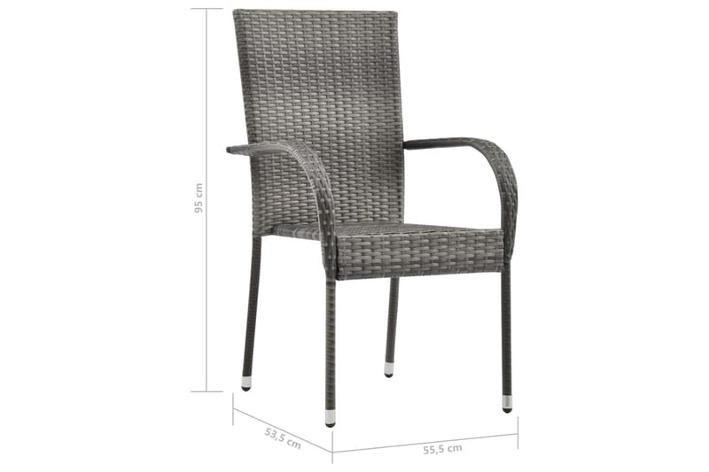 Stabelbare Udendørsstole 2 Stk. Polyrattan Grå - Grå - Spisebordsstole udendørs - Altanstole