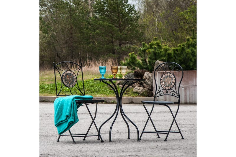 Stol MOSAIC 38x38xH93cm sort metalramme - Spisebordsstole udendørs - Altanstole