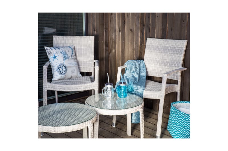 Stol WICKER-3 med armlæn 66x59xH925cm beige - Spisebordsstole udendørs - Altanstole