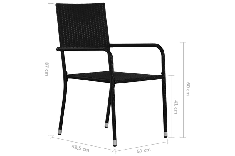 Udendørs Spisebordsstole 2 Stk. Polyrattan Sort - Sort - Spisebordsstole udendørs - Altanstole