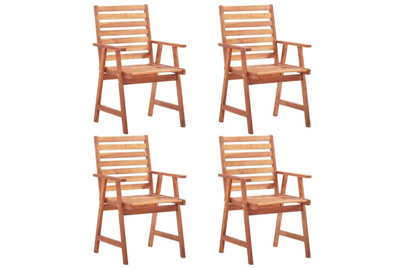 Udendørs Spisebordsstole 4 Stk. Massivt Akacietræ - Brun - Spisebordsstole udendørs - Altanstole