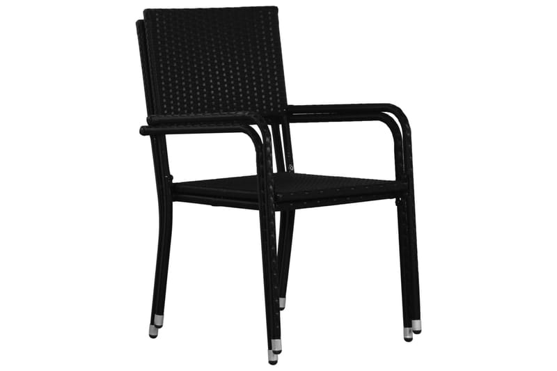 Udendørs spisebordsstole 4 stk. polyrattan sort - Sort - Spisebordsstole udendørs - Altanstole