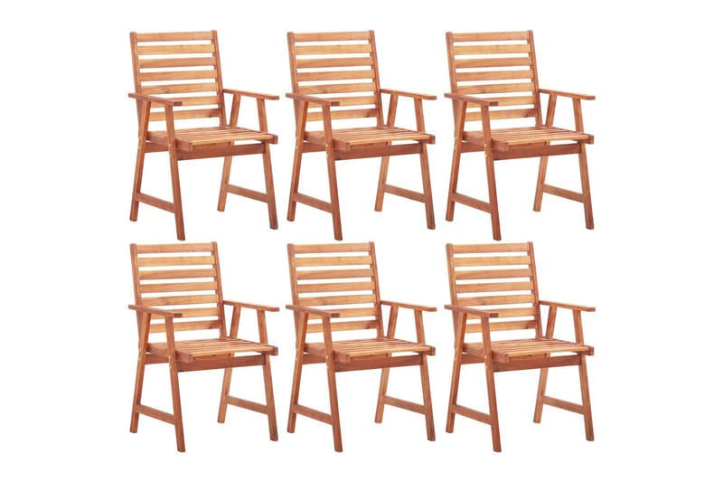 Udendørs Spisebordsstole 6 Stk. Massivt Akacietræ - Brun - Spisebordsstole udendørs - Altanstole