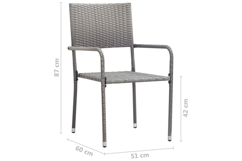Udendørs spisebordsstole 6 stk. polyrattan antracitgrå - Antracit - Spisebordsstole udendørs - Altanstole