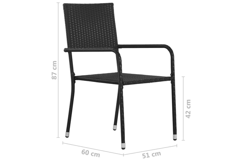 Udendørs spisebordsstole 6 stk. polyrattan sort - Sort - Spisebordsstole udendørs - Altanstole