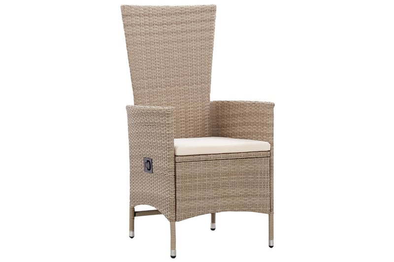 Udendørsstole 2 stk. Med Hynder Polyrattan Beige - Beige - Spisebordsstole udendørs - Altanstole