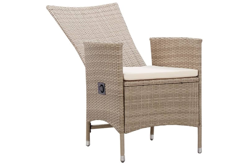 Udendørsstole 2 stk. Med Hynder Polyrattan Beige - Beige - Spisebordsstole udendørs - Altanstole