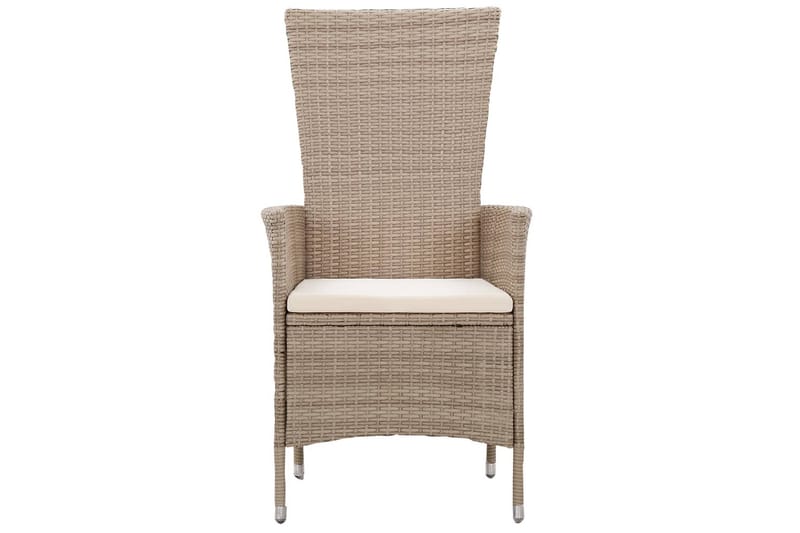 Udendørsstole 2 stk. Med Hynder Polyrattan Beige - Beige - Spisebordsstole udendørs - Altanstole