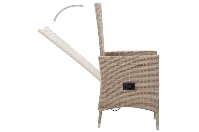 Udendørsstole 2 stk. Med Hynder Polyrattan Beige - Beige - Spisebordsstole udendørs - Altanstole