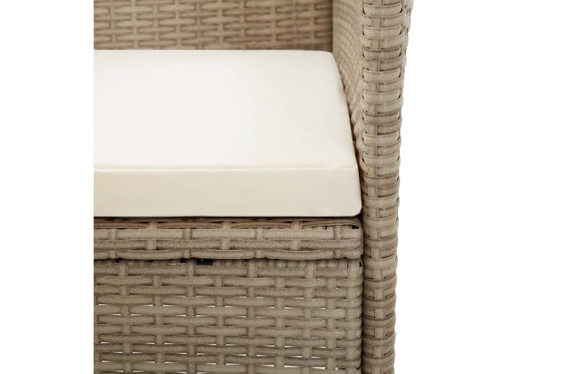 Udendørsstole 2 stk. Med Hynder Polyrattan Beige - Beige - Spisebordsstole udendørs - Altanstole