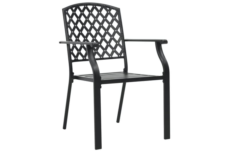 udendørsstole 4 stk. gitterdesign stål sort - Sort - Spisebordsstole udendørs - Altanstole