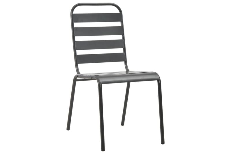 udendørsstole 4 stk. lameldesign stål mørkegrå - Grå - Spisebordsstole udendørs - Altanstole