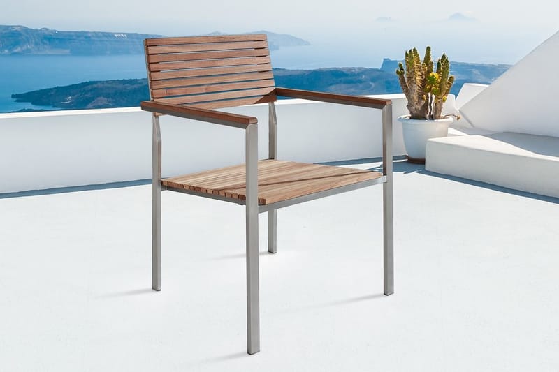 Viareggio Havestol 6 St 53 cm - Træ / natur - Spisebordsstole udendørs - Altanstole