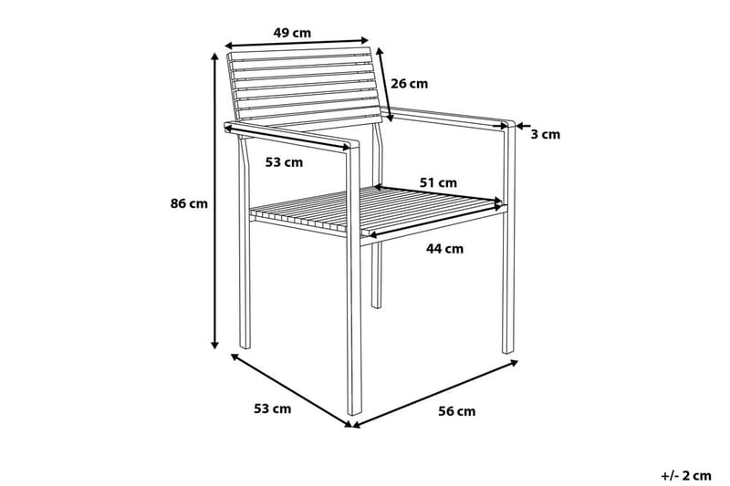 Viareggio Havestol 6 St 53 cm - Træ / natur - Spisebordsstole udendørs - Altanstole