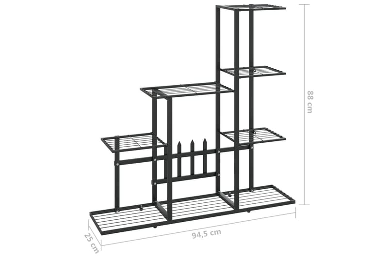 blomsterstativ 94,5x25x88 cm metal sort - Sort - Blomstereoler - Plantereol