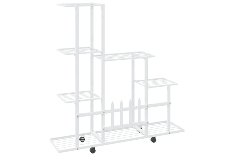 blomsterstativ med hjul 94,5x25x92,5 cm metal hvid - Hvid - Havemøbler - Øvrigt havetilbehør - Tilbehør udendørs - Blomstereoler