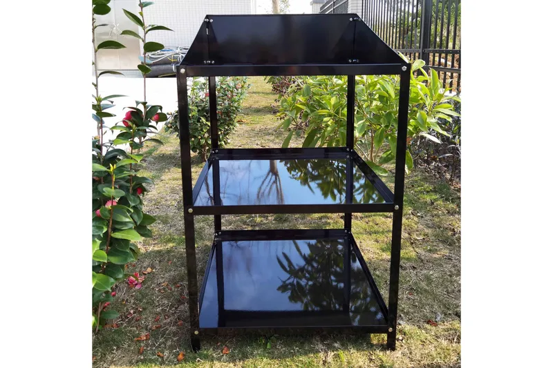 Drivhusreol 56x56x92 cm - Sort - Havemøbler - Øvrigt havetilbehør - Tilbehør udendørs - Blomstereoler