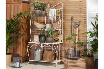 Plantereol 4 hylder metal lys beige PAVONA - Beige - Havemøbler - Øvrigt havetilbehør - Tilbehør udendørs - Blomstereoler