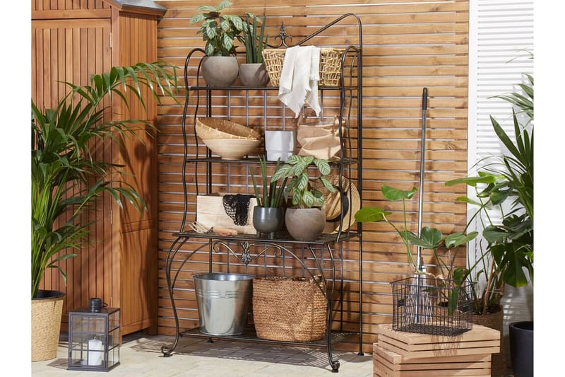 Plantereol 4 hylder metal Sort PAVONA - Sort - Havemøbler - Øvrigt havetilbehør - Tilbehør udendørs - Blomstereoler