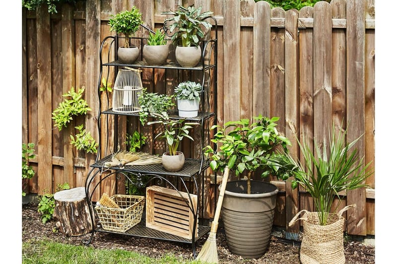 Plantereol 4 hylder metal Sort PAVONA - Sort - Havemøbler - Øvrigt havetilbehør - Tilbehør udendørs - Blomstereoler