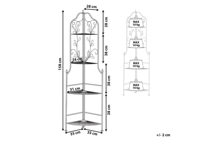 Ternengo Hjørnereol 35x35 cm - Metal/Sort - Havemøbler - Øvrigt havetilbehør - Tilbehør udendørs - Blomstereoler